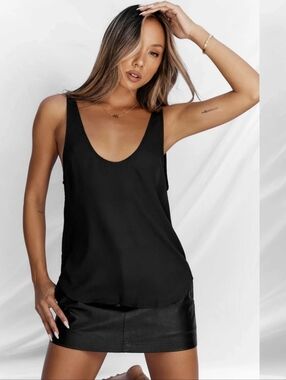 ALL THINGS GOLDEN THE LOW BACK TOP - BLACK. Size Medium.